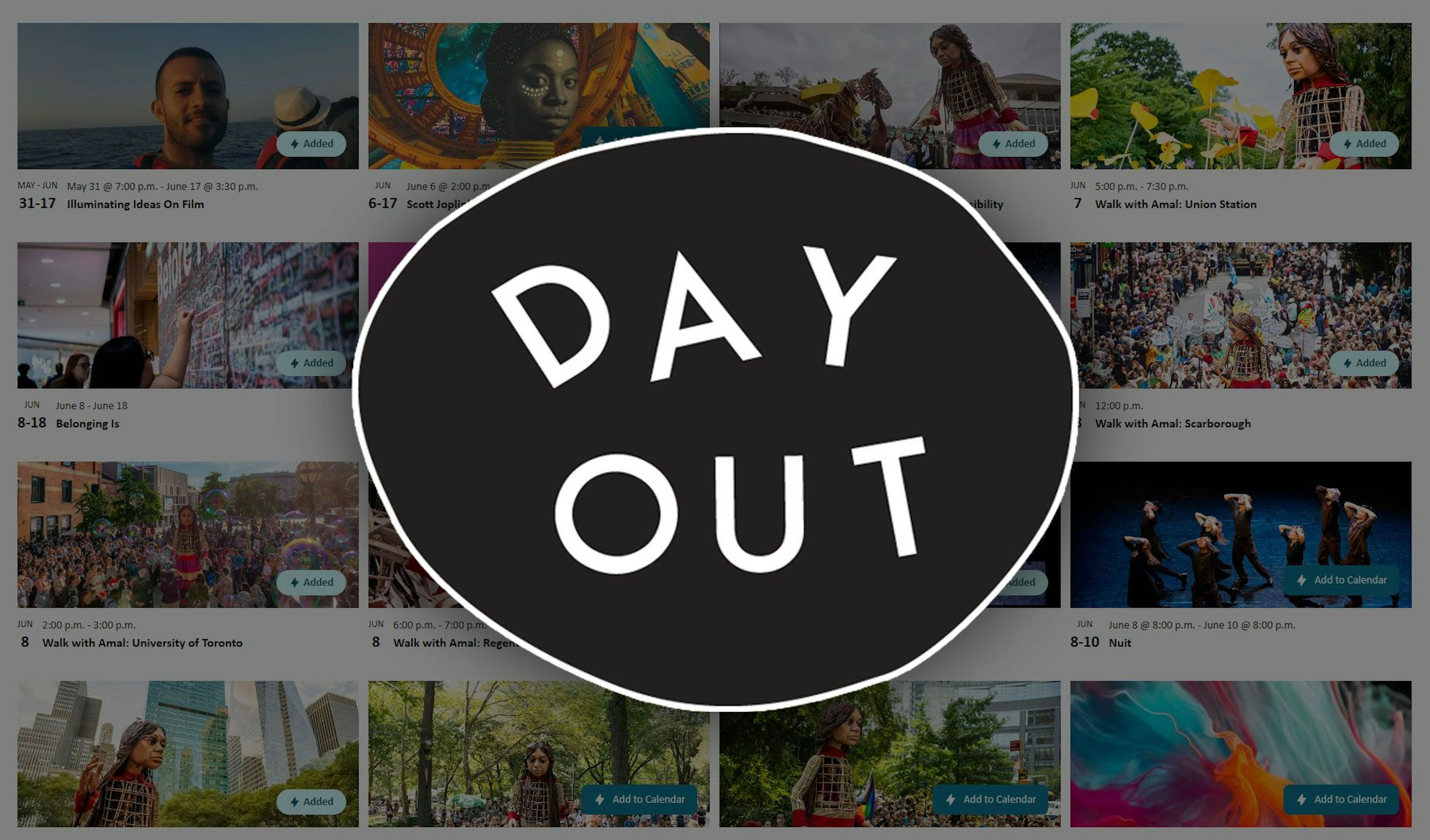 Dayout Logo displayed over a screenshot of the dayout.io page.
