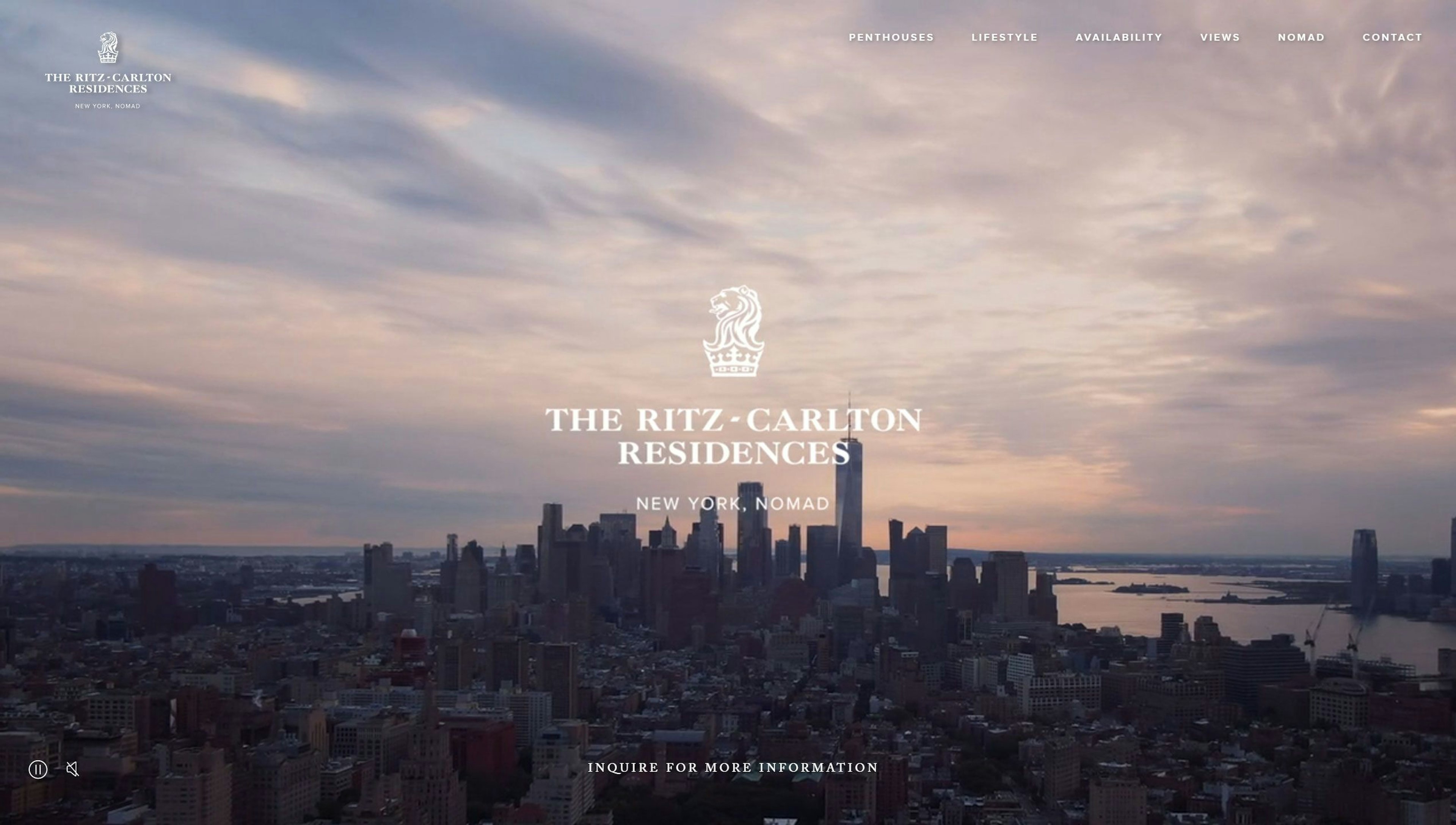 The New York skyline with the text "The Ritz-Carlton Residences"